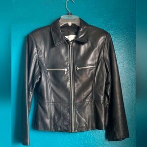 Preswick and Moore Cropped Leather Black Jacket Women's size small
